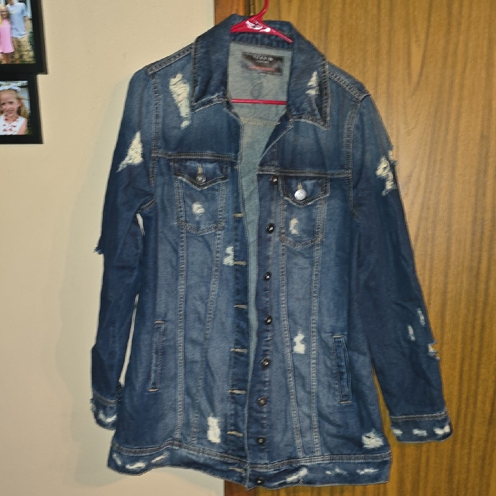 Torrid Dark Blue Distressed Jean Jacket